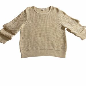 GAP Crochet Cream Sweater | Long Sleeve Knit | Neutral Classic: EXCELLENT